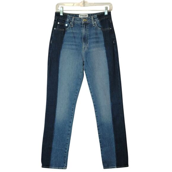 Derek Lam Denim - Derek Lam Kate High Rise Ankle Straight Denim Jean Colorblock Blue Designer 29